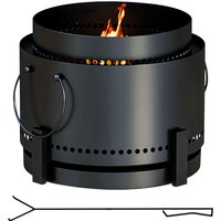 Aosom Outsunny Smokeless Fire Pit 37cm Portable Wood Burning Firepit with Poker for Garden Camping Bonfire Party Metal Black