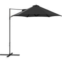 2.5M Garden Cantilever Parasol Offset Roma Patio Umbrella Hanging Sun Shade Canopy Shelter 360° Rotation Cross Base