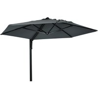 Outsunny Waterproof Wall Mounted Parasol, Hand to Push Outdoor Patio Umbrella w/ 180 Degree Rotatable Canopy, 250 cm, Dark Grey Aosom UK