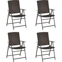 4pcs Rattan Chair Garden Furniture Wicker Foldable Chair Steel Frame Poolside Garden