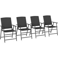 Set Four Folding Rattan Seat Chairs