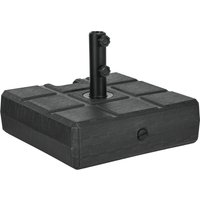Outsunny 40kg Square Umbrella Parasol Base with Wood Effect, Plastic Umbrella Stand for Outdoor Patio Umbrella, Black