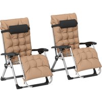 2 Piece Reclining Zero Gravity Sun Loungers Cushions