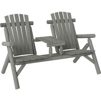 Wood Patio Chair Bench 2 Seats w Centre Coffee Table Garden Bench