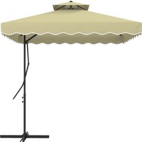 2.5m Square Double Top Garden Parasol Cantilever Umbrella Ruffles
