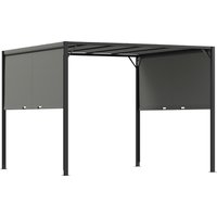 3x3m Sliding Roof Pergola Outdoor Garden Gazebo Shelter Adjustable Sun Shade Canopy & Durable Steel Frame Charcoal Grey Aosom UK