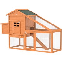PawHut Poulailler cottage cage à poules sur pied multi-équipement bois massif pin pré-huilé 179 x 67 x 115 cm orange