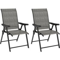Set Two Folding Outdoor Chairs Black Grey