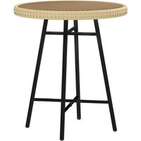 Outsunny Elegant PE Rattan Side Table, Natural Wood Finish, Perfect Addition to Outdoor Patio Furniture Aosom UK