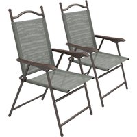 Outsunny 2 Pieces Folding Patio Camping Chairs Set, Sports Chairs for Adults with Armrest, Mesh Fabric Seat for Lawn Aosom UK