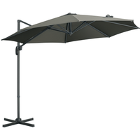 Outsunny Parasol Déporté Octogonal Gris Inclinable 2,94x2,48m Manivelle Pied Acier Ombrage Aosom France