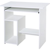 HOMCOM Bureau d'ordinateur, bureau avec rangement, plateau pour clavier et support de moniteur, 80 x 45 x 75 cm, blanc