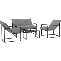 Four Piece Relaxed Back Garden Dining Set Black Light
