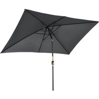 3x2m Patio Parasol Garden Umbrellas Canopy Aluminum Tilt Crank Rectangular Sun Shade Steel Aosom UK