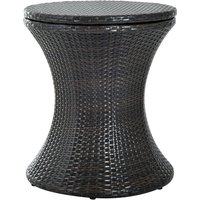 Outsunny Rattan Ice Bucket Table Beer Cooler For Outdoor Patio Party Bar Garden Brown