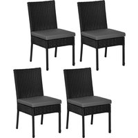 Garden Seating Armless Rattan Quartet Weather Resistant Ebony Elegance Aosom UK