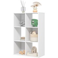 HOMCOM Weißes Bücherregal für Zuhause und Büro, Modernes Bücherregal mit Designregal, 6 Holzfächer, geräumig, Rechteckig, 61,5x29,5x91,5 cm, Weiß Aosom