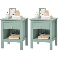 HOMCOM 2er-Set Nachttische Nachtkonsole mit Schublade und offenem Fach, modernes Design für Schlafzimmer, Wohnzimmer, 45 x 40 x 55 cm, grün Aosom