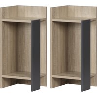 HOMCOM Nachttischset Modernes Grau mit Offener Ablage, 2 Stück aus Spanplatte für Schlafzimmer und Wohnzimmer, 27x25x60 cm Aosom
