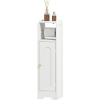 HOMCOM Schmaler Badezimmerschrank, WC-Toilettenaufbewahrung, Toilettenpapierhalter mit verstellbarem Regal, platzsparend für kleine Räume, weiß Aosom