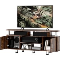 HOMCOM TV-Möbel TV-Ständer Holz TV-Bank für Fernseher bis zu 55 Zoll mit großem Regal, Schranktüren und offenem Fach für Wohnzimmer Schlafzimmer, 120 x 40 x 52 cm, braun Aosom