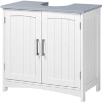 Kleankin Badezimmer Unterschrank, Waschbecken Unterschrank mit Doppeltüren, verstellbarem Regal, 60 x 33 x 60 cm, weiß Aosom