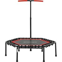 SPORTNOW Trampoline de fitness 114 cm, cordes élastiques, poignée réglable 3 positions, trampoline d'exercice silencieux, rouge