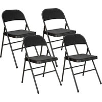 HOMCOM Set of Four Cushioned Steel Folding Chairs - Black