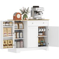 HOMCOM Buffet cuisine, meuble de rangement avec 3 portes, tiroir, étagères de porte et étagère réglable, 105x40x83cm, blanc