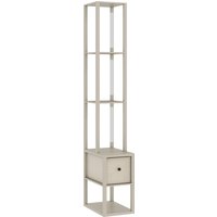 Floor Lamp Shelves LED Column Modern Standing Lamp Fabric Drawer Adjustable Brightness Foot Switch Living Room Bedroom Office Oak
