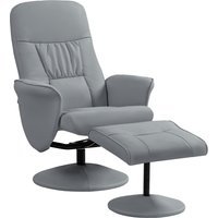 HOMCOM Fauteuil relax avec repose-pied fauteuil de relaxation relaxant pivotant 360° et dossier inclinable, 76x81x101cm, gris