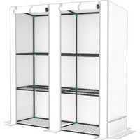 Outsunny Serre d'Extérieur avec Toit Incliné 3 Étagères 2 Portes à Fermeture Éclair et Cadre en Acier 144x48x152 cm Blanc