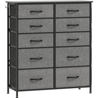 HOMCOM Chest of Ten Fabric Drawers - Charcoal Grey | Aosom Ireland