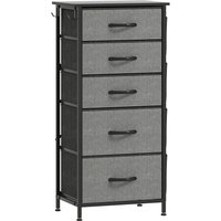 Chest Five Fabric Drawers Charcoal Grey