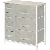HOMCOM Kommode mit 7 Schubladen aus Stoff, Schubladenkommode, modernes Aufbewahrungsmöbel, Stahlrahmen, Kommode für Schlafzimmer, Wohnzimmer, Eingangsbereich, 63,5 x 30 x 71 cm, grau Aosom
