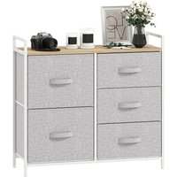 Homcom Commode Grise 5 Tiroirs Amovibles Élégante pour Chambre Salon Cuisine Aosom France