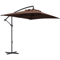 Waterproof Cantilever Parasol Crank Operated 6 Ribs Cross Base Rectangular Banana Hanging Umbrella 3x2m Aosom UK