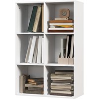 HOMCOM Bibliothèque Mobile Moderne à 6 Cubes en Bois, 65,5x30x97,5 cm, Blanc