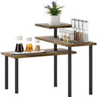 HOMCOM Eckschrank Küche mit 3 Drehbaren Etagen, Gewürzregal für Küche Platzsparend für Utensilien und Zubehör, Holz und Metall, 40x18x36,5 cm, Rustikales Braun Aosom