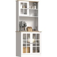 HOMCOM Armoire de cuisine multi-rangements dim. 80L x 37l x 183H cm MDF blanc chêne
