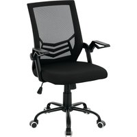 Vinsetto Mesh Office Chair, Computer Desk Chair with Flip-up Armrests, Lumbar Back Support and Swivel Wheels, Scratch Anti, Black