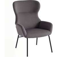 HOMCOM Fauteuil rembourré moderne avec dossier en forme d'oreilles, haut dossier, rembourrage épais, pieds en métal, Gris