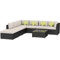 7 Seater Sofa Rattan Garden Furniture Aluminium Outdoor Patio Set Wicker Seater Table Aosom UK