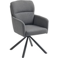 HOMCOM Chaise de salle à manger rembourrée, Chaise de cuisine avec rembourrage épais, Accoudoirs, Pieds en métal, Gris