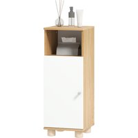 HOMCOM Meuble de Salle de Bain Gain de Place avec Meuble sur 2 Niveaux et Compartiment Ouvert, 30x30x79,7 cm, Blanc et Bois