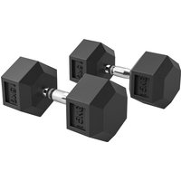 HOMCOM Haltères avec poignée texturée, haltère en fonte, 2 x 15kg, haltères pour hommes et femmes