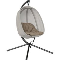 Outsunny Hanging Egg Chair, Folding Swing Hammock with Cushion and Stand for Indoor Outdoor, Patio Garden Furniture, Khaki