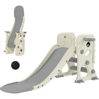 3 1 Slide Climber Basketball Hoop Ball Foldable Indoor Slide Ages 2 5 Cream