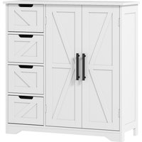 HOMCOM Meuble de salle de bain, meuble de rangement, avec 4 tiroirs, 1 placard, pour petits espaces, 81,2 x 30 x 83,8 cm, blanc
