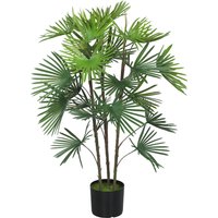 HOMCOM Plante artificielle intérieure 90 cm, palmier arbre artificiel avec pot en plastique et flocage, vert